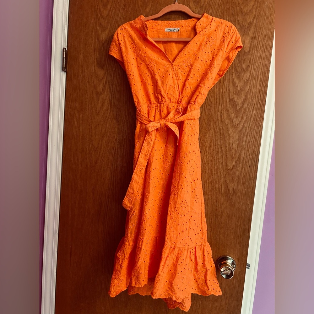 Lingo L’Arno eyelet dress in gorgeous tangerine orange